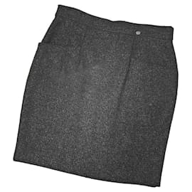 Chanel-Chanel Grey Tweed Mini Skirt-Grey