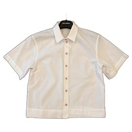 Camicia Corta Dolce & Gabbana in Popeline di Cotone Bianco Bianco