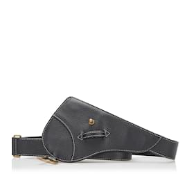 Dior-Black Dior Leather Saddle Belt-Black