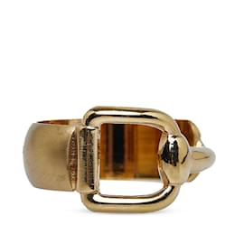 Gucci-Gold Gucci Horsebit Scarf Ring-Golden