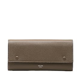 Céline-Brown Celine Continental Leather Wallet-Brown