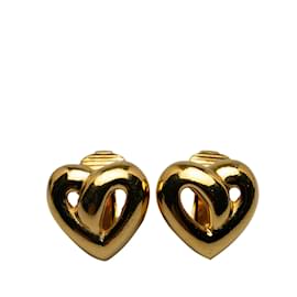 Dior-Boucles d'oreilles à clip cœur Dior dorées-Doré