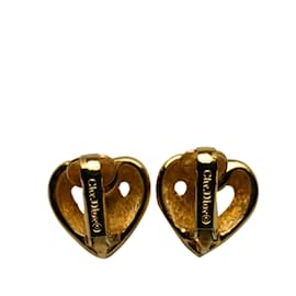 Dior-Boucles d'oreilles à clip cœur Dior dorées-Doré