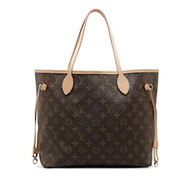 Louis Vuitton-Bolso tote Neverfull MM marrón con monograma de Louis Vuitton-Castaño