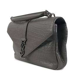 Saint Laurent-Bolso satchel universitario gris Saint Laurent mediano con relieve de cocodrilo-Otro