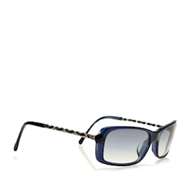 Chanel-Blue Chanel Round Tinted Sunglasses-Blue