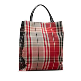 Burberry-Sac cabas rouge Burberry House Check-Rouge