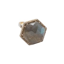Autre Marque-Anillo de oro con labradorita y diamantes hexagonales de Jennifer Miller-Dorado