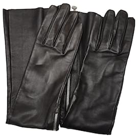 Chanel-Black Chanel Camellia Lambskin Tall Gloves-Black