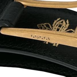 Gucci-Black Gucci Bees And Stars Print Leather Belt IT 40-Black