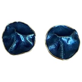 Yves Saint Laurent-Large navy and gold earring-Navy blue