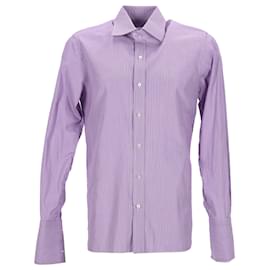 Tom Ford-Tom Ford Striped Shirt in Purple Cotton-Purple