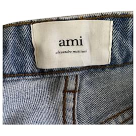 Ami Paris-Jean fuselé AMI Paris en denim de coton bleu-Bleu