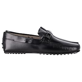 Tod's-Tod's Clamp City Gommino Loafers in Black Leather-Black