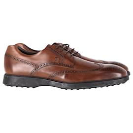 Tod's-Tod's Lace-Up Brogues in Brown Leather-Brown