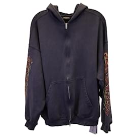 Balenciaga-Balenciaga Offshore Zip-Up Hoodie ajuste médio em algodão preto-Preto