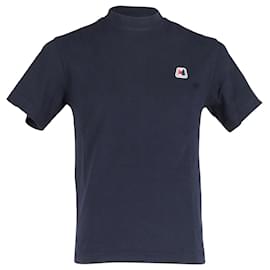 Moncler-Moncler Logo Camiseta de manga curta em algodão azul marinho-Azul marinho