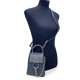 Chloé-Light Blue Suede and Leather Mini Faye Shoulder Bag-Blue
