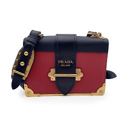 Prada Borsa a tracolla Cahier in pelle rossa e nera Rosso