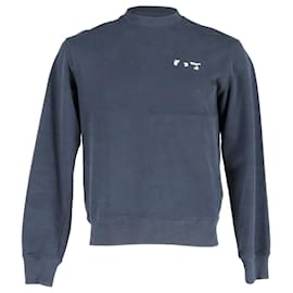 Off White-Off-White Logo Sweatshirt in Navy Blue Cotton-Navy blue