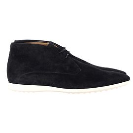 Tod's Lace-Up Chukka Boots in Navy Blue Suede Navy blue