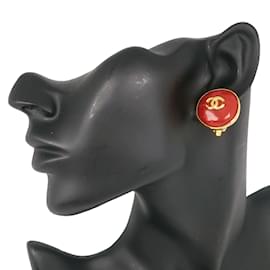 Chanel-Boucle d'oreilles CC à Clip -Rouge