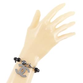 Chanel-Armband mit CC-Kunstperlen-Silber