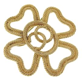 Chanel-broche de trevo CC-Dourado