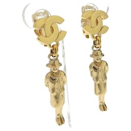 Chanel-Boucles d'oreilles pendantes poupée CC Mademoiselle-Doré