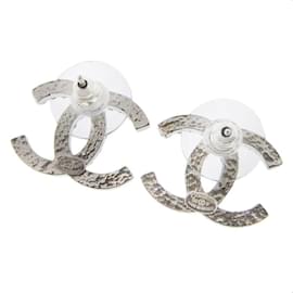 Chanel-CC Rhinestone Stud Earrings 02P-Silvery