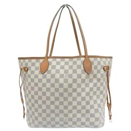 Louis Vuitton-Louis Vuitton Damier Azur Neverfull MM Canvas Tragetasche N51107  in gutem Zustand-Weiß