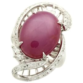 & Other Stories-Platinum Ruby & Diamond Ring in Great Condition-Silvery