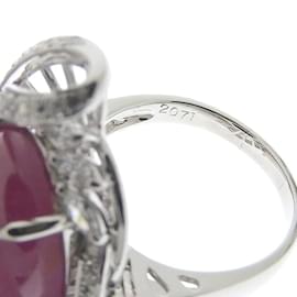 & Other Stories-Platinum Ruby & Diamond Ring in Great Condition-Silvery