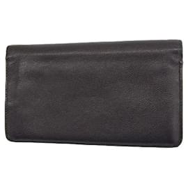 Chanel-Chanel CC Button Bifold Wallet Leather Long Wallet A20904 in Good condition-Black