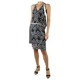 Comme Des Garcons-Black sleeveless zip-up printed dress - size UK 10-Black