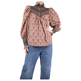 Autre Marque-Brown and red printed blouse - size M-Brown