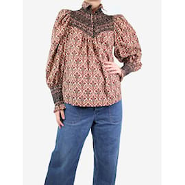 Autre Marque-Brown and red printed blouse - size M-Brown