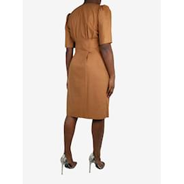 Chloé-Brown short-sleeved v-neck dress - size FR 40-Brown