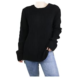 Ann Demeulemeester-Black ribbed jumper with lace back - size S-Other