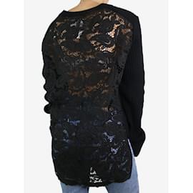 Ann Demeulemeester-Black ribbed jumper with lace back - size S-Other