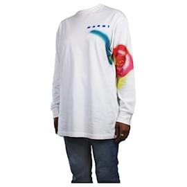 Marni-Camiseta gráfica blanca de manga larga - talla IT 42-Blanco