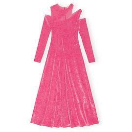 Ganni Maxikleid aus Samt Rosa Pink