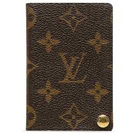 Louis Vuitton-Louis Vuitton Brown Monogram Porte-Cartes Crédito Presión-Castaño