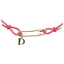 Dior-Dior Pink Safety Pin Cord Charm Choker-Pink