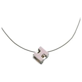 Hermès-Hermes Silver Cage dH Cube Necklace-Silvery