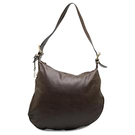 Fendi-Fendi Brown Leather Oyster Shoulder Bag-Brown,Dark brown