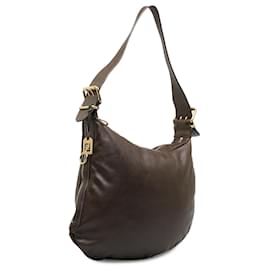 Fendi-Fendi Brown Leather Oyster Shoulder Bag-Brown,Dark brown