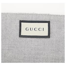 Gucci-Bufanda de lana gris con GG de Gucci-Gris