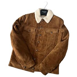 Saint Laurent Wildleder-Lammfelljacke Hellbraun