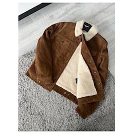 Saint Laurent-Saint Laurent Suede Shearling Jacket-Light brown